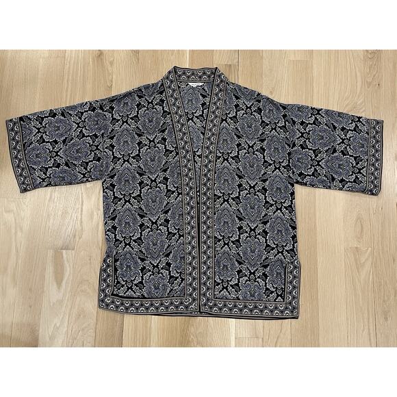Max Studio Womens Paisley Open Front Kimono Jacket Cardigan Swim Cover Small - Picture 1 of 7